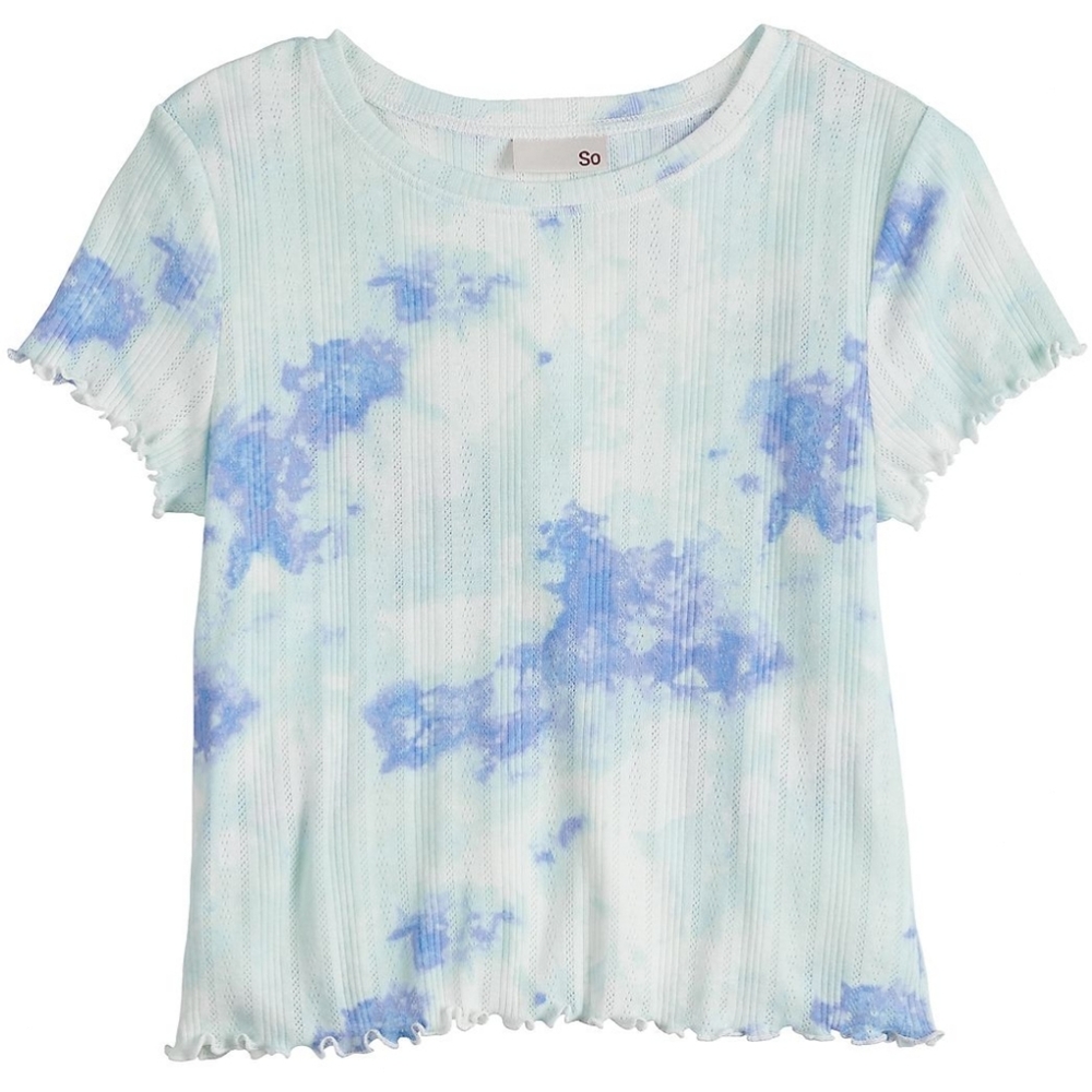 SO Lettuce Edge Tiny Tee  Dye Effect Aqua  Soft  NEW
